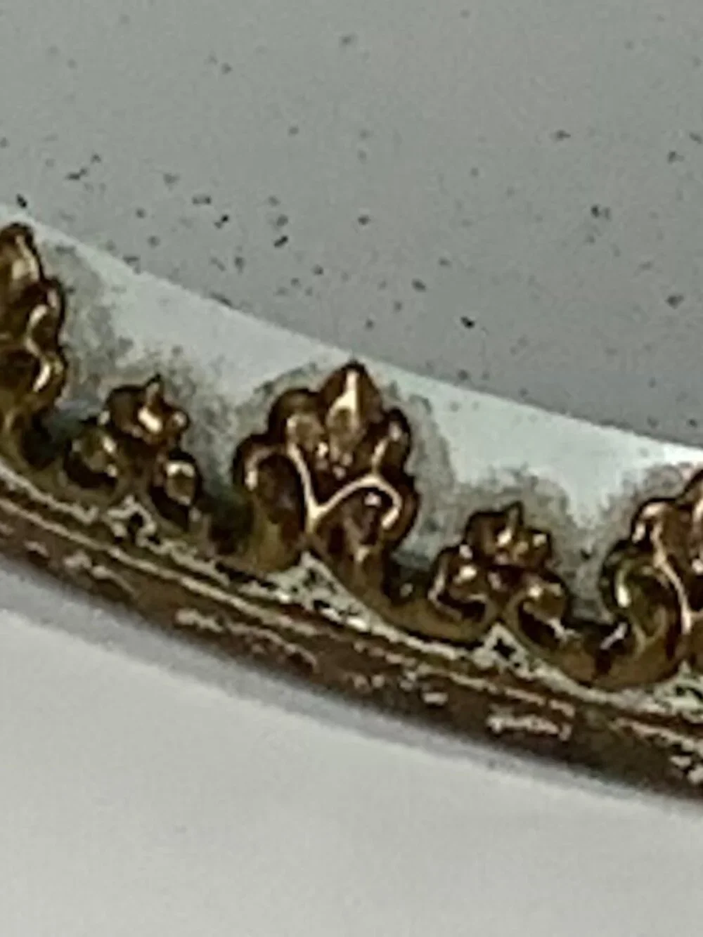Vintage Round Beveled Mirror Vanity Tray Gold Fleur De Lis 3 Foot 12